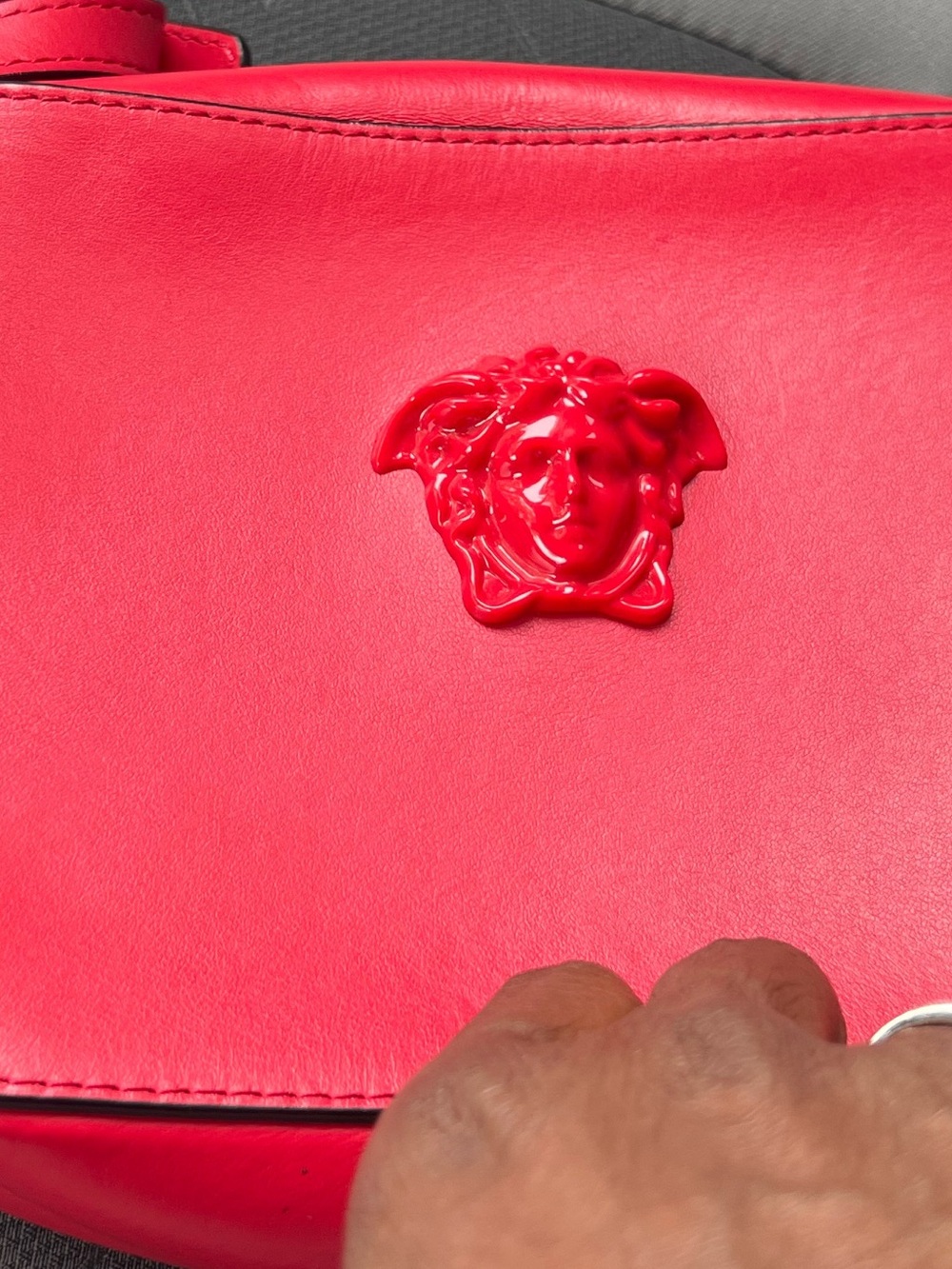 Versace Vibrant Red Medusa Leather Shoulder Bag